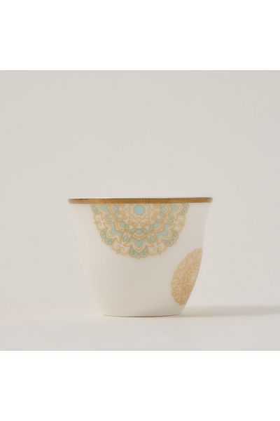 Dallaty La Mesa fayrouz and gold porcelain coffee cups set 12 pcs 90ml