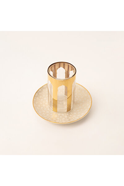 Dallaty Qourb beige porcelain 18 pieces tea and coffee set