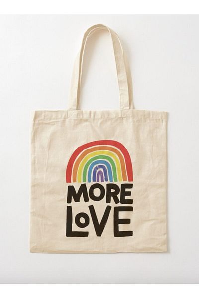 GİFTORA More Love - Rainbow Design Raw Cloth Shoulder Bag