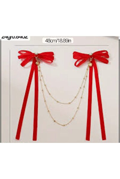 Shiklik MODA Γυναικεία αγκράφα με σατέν φιόγκο και αλυσίδα με πέρλες