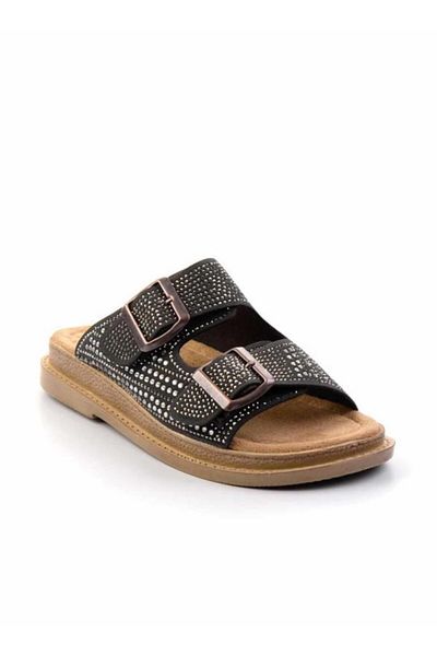 MİSS PARK MODA BLACK STONE SLIPPERS