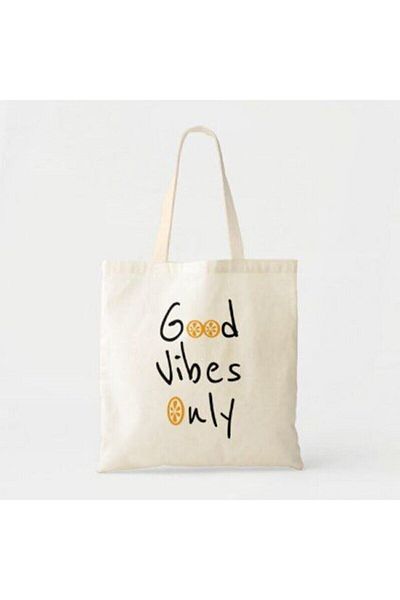 GİFTORA Good Vibes Only Printed Raw Cloth Shoulder