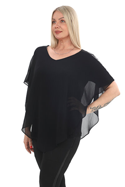 Javelin Collection Stylish Chifon Bluz with Sequenceed Sequence on the Shoulder