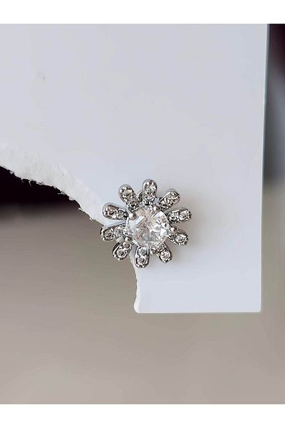 Eva Takı Store Flower Model Cartilage Piercing Tragus Helix Silver Color Earring
