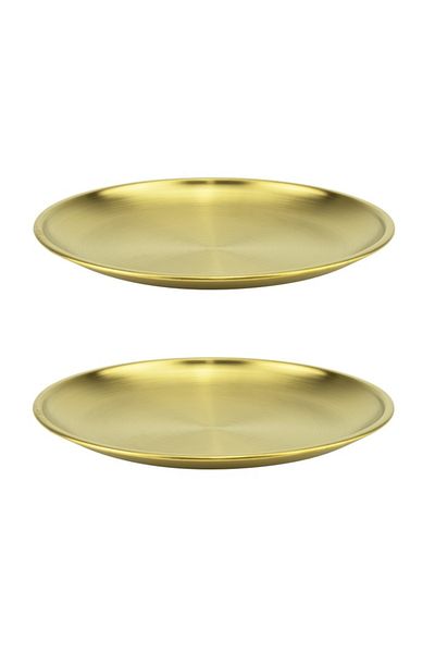 Culinaro Set of 2 Vintage Gold plates 26cm, stainless steel, gold