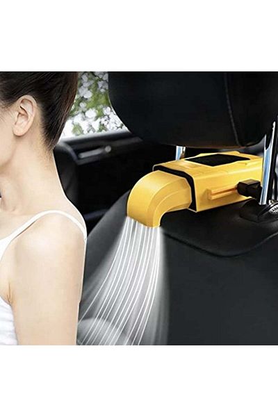 divendi-ro Universal car seat fan, portable, made of ABS, 3 speeds, 19x3.5x3.5 cm, yellow