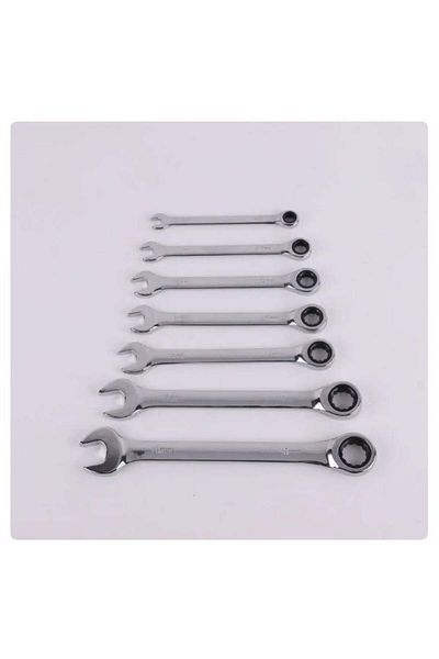 divendi-ro Set of 7 chrome-vanadium chrome steel wrenches, with case, silver