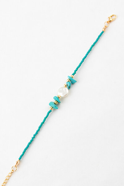 Sortie Aksesuar Pearl and flat stone figured bead bracelet 005