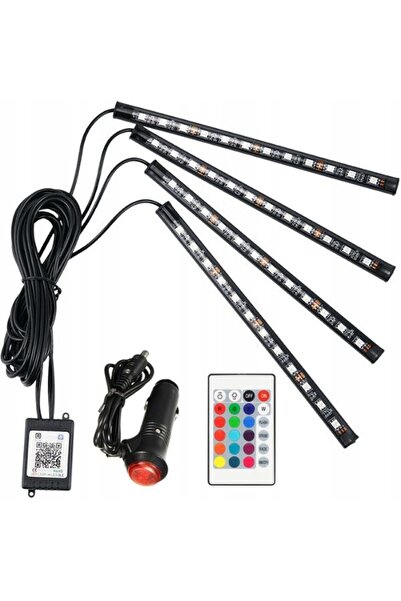 divendi-ro Kit de lumini auto cu 48 LED-uri, iluminare RGB, telecomandă - Negru
