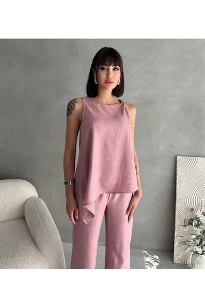 Maison La Femme Women's Woven Blouse Pants Set