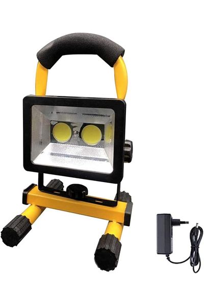 Welora Lampă de lucru cu proiector cu 2 LED-uri COB, Putere 50W, 3 baterii incluse - Galben/Negru