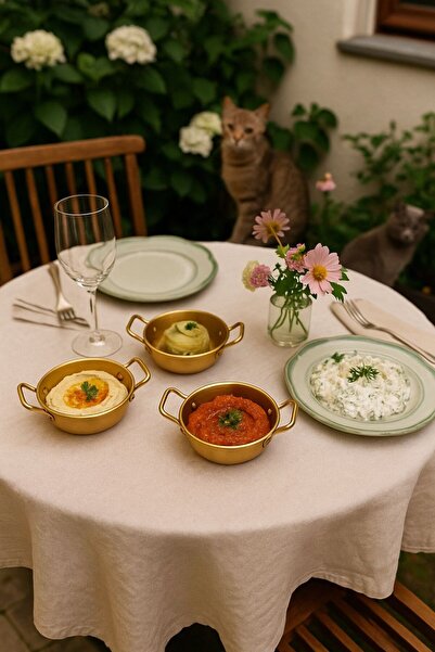 Qerhome Gold Presentation Plate & Appetizer Presentation Plate with Handle Steel 1 Piece 10 cm Stainless Steel