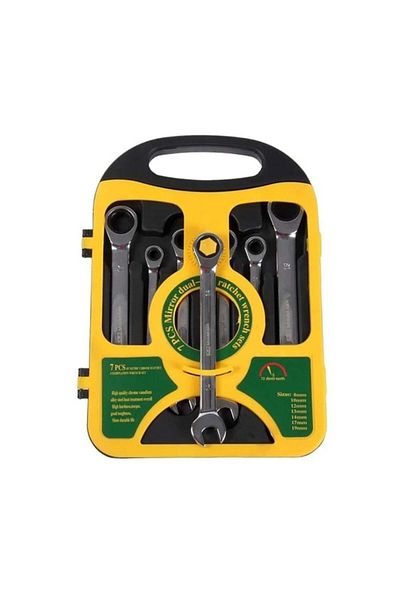divendi-ro Set of 7 chrome-vanadium chrome steel wrenches, with case, silver