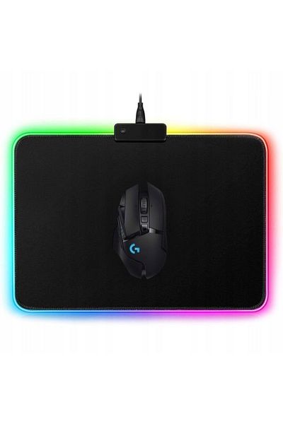 divendi-ro Gaming Mousepad with RGB LED Illumination 7 Colors, Black - Black