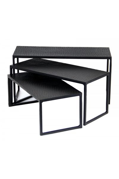 Raki Set of 3 black metal buffet supports