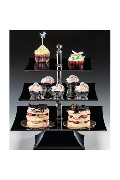 Raki Polycarbonate three-tier presentation stand BLACK 35x25x44cm