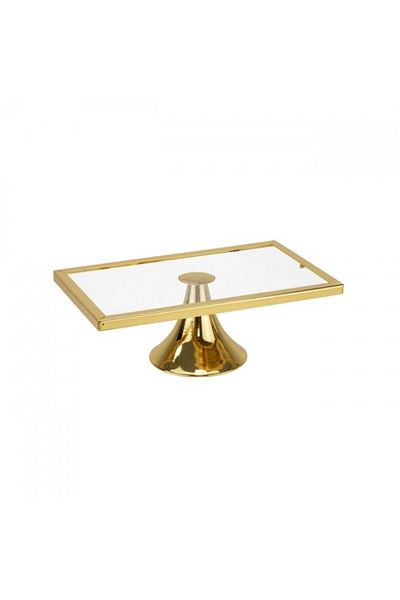 Culinaro Rectangular cake stand with legs, transparent/golden fruit