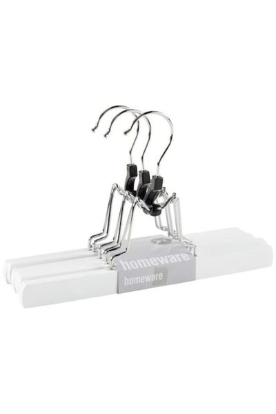 Homeware Set umerașe din lemn pentru pantaloni HOMEWARE, 3 piese, Alb, 25 cm