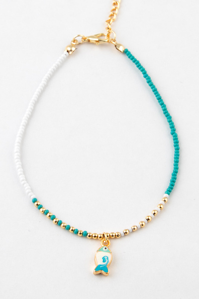 Sortie Aksesuar Fish figured enamel beaded anklet 001