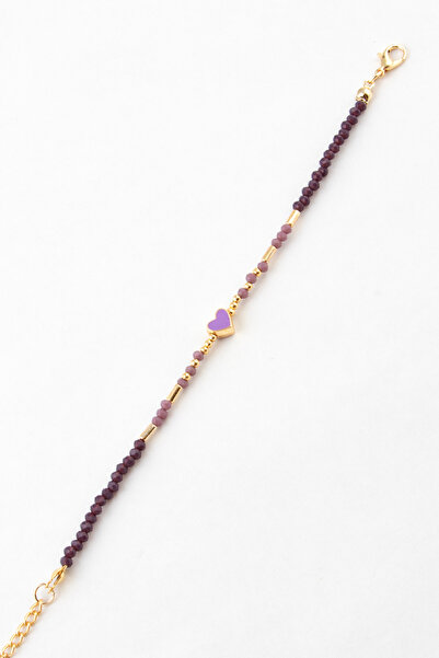 Sortie Aksesuar Mineli Heart and Gold Flat Figured Bead Bracelet 003