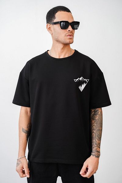king brich Μπλουζάκι με στάμπα Mountain Unisex Oversize