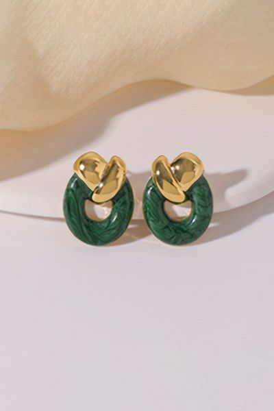 Glaren Green Enamel Knot Design Women's Earrings