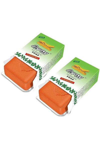 Pyary All Natural Handmade Ayurvedic Vegetarian Turmeric Soap 75g (Pack of 2)