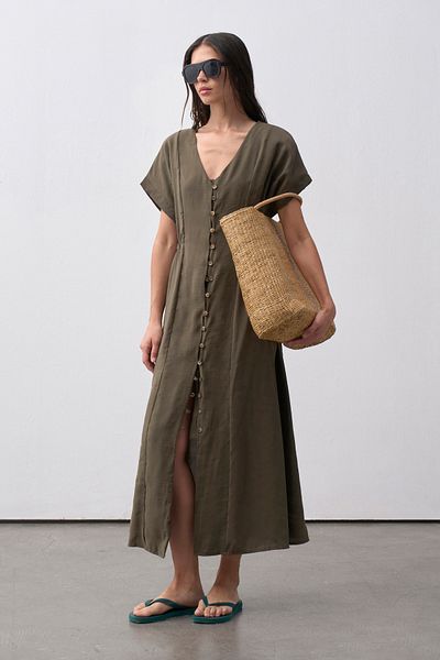 mathilda store Khaki Moira Shirt Dress