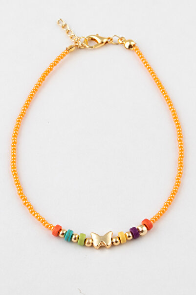 Sortie Aksesuar Colorful beaded stone and butterfly figured beaded anklet 010