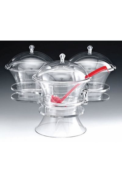 Raki Polycarbonate rotating stand with 3 bowls with lid 49x36x49cm