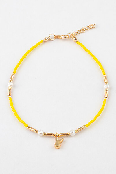 Sortie Aksesuar Gold Drop Detailed Variable Figured Beaded Anklet 017