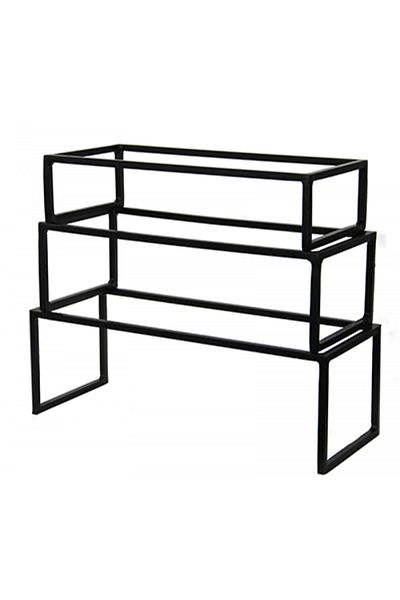 Raki Set of 3 metal buffet platter display stands