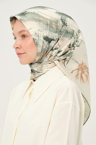 Madame Polo Eșarfă din Rayon Imprimată Multicoloră Anti-alunecare 90x90 Cm