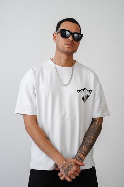king brich Μπλουζάκι με στάμπα Mountain Unisex Oversize