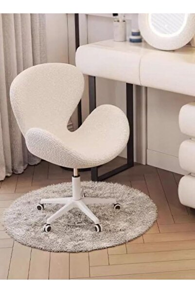 Generic Contemporary White Velvet Storage Chair with Walnut Finish for Bedroom & Living Room