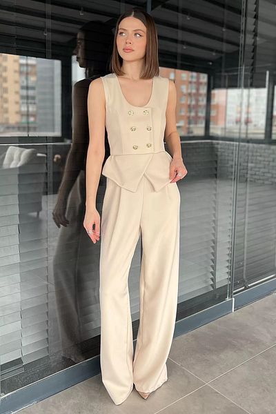 GÜLSELİ Stone Women's Button Detailed Zero Sleeve Jumpsuit