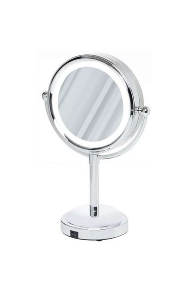OEM Oglindă de machiaj iluminată cu LED, argintie, 12 x 15 cm