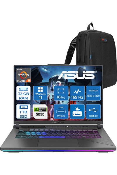 ASUS Rog Strix G16 R9-8940HX 32GB 1tb SSD 8GB/RTX5050 115W 16" Wuxga 165Hz 30...
