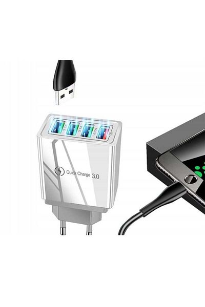divendi-ro Charger with 4 USB 3.0 ports,Ultra Fast Charging - White