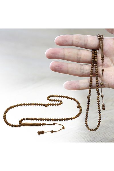 Tesbihane سبحة صلاة كوكا بنية اللون مقاس صغير مقطوعة بشكل نظامي 99 حبة