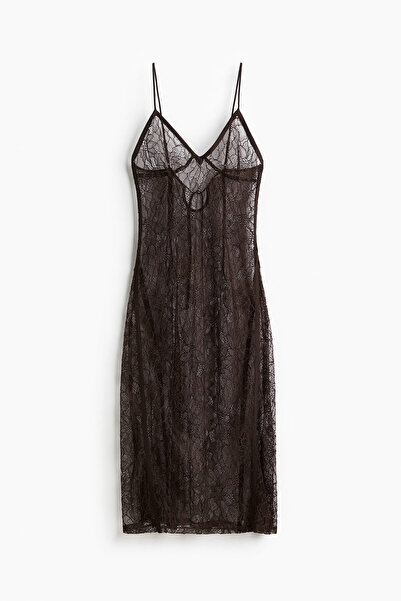 H&M Askılı Dantel Elbise
