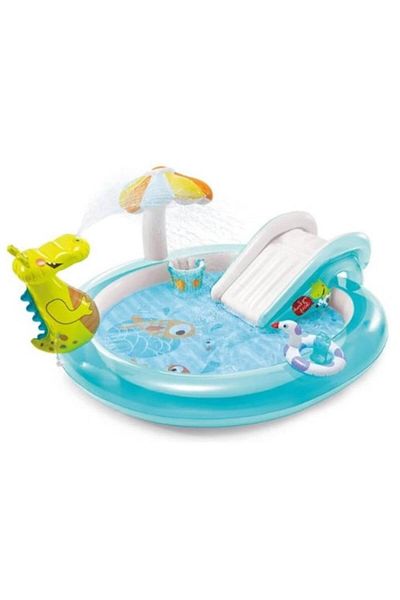 Intex Inflatable Pool with Slide and Crocodile for Kids, INTEX, 2.00 x 1.70 x 0.85 m