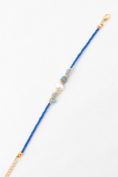 Sortie Aksesuar Pearl and flat stone figured bead bracelet 005