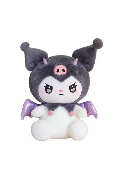 MOAWAVE Plush toy, Kuromi type from the Hello Kitty Sanrio series, size 20cm, white/gray/purple color