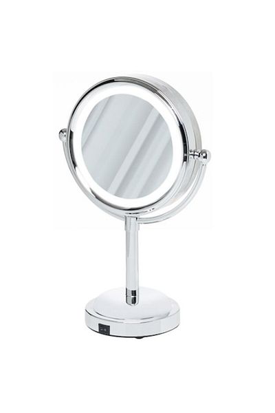 OEM Oglindă de machiaj iluminată cu LED, argintie, 12 x 15 cm