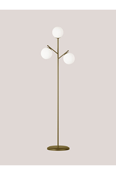 avizade AURA 3'lü Eskitme Metal Beyaz Cam Küre Lambader - Metal Gövdeli Modern Yer Lambası