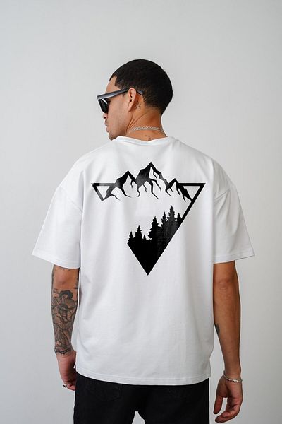 king brich Μπλουζάκι με στάμπα Mountain Unisex Oversize