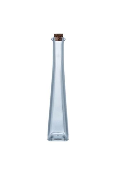 Herum Sticlă pentru băuturi alcoolice cu bază pătrată și dop de plută, transparentă, 4x4x24 cm, 140 ml