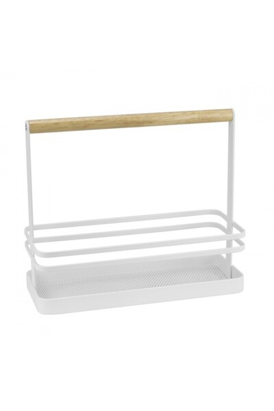 Culinaro Suport metalic HOME pentru condimente cu maner bambus 24x10xh20cm,alb