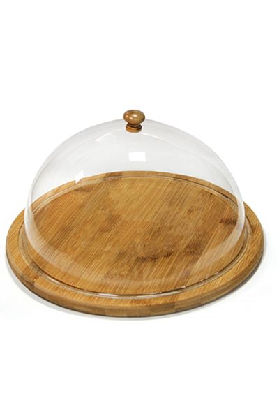 Raki Round bamboo platter with acrylic lid, 29.5xh14.5cm